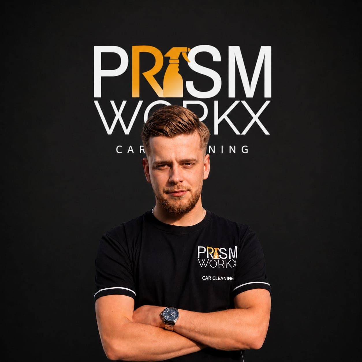 De eigenaar van PrismWorkx in onze detailingstudio